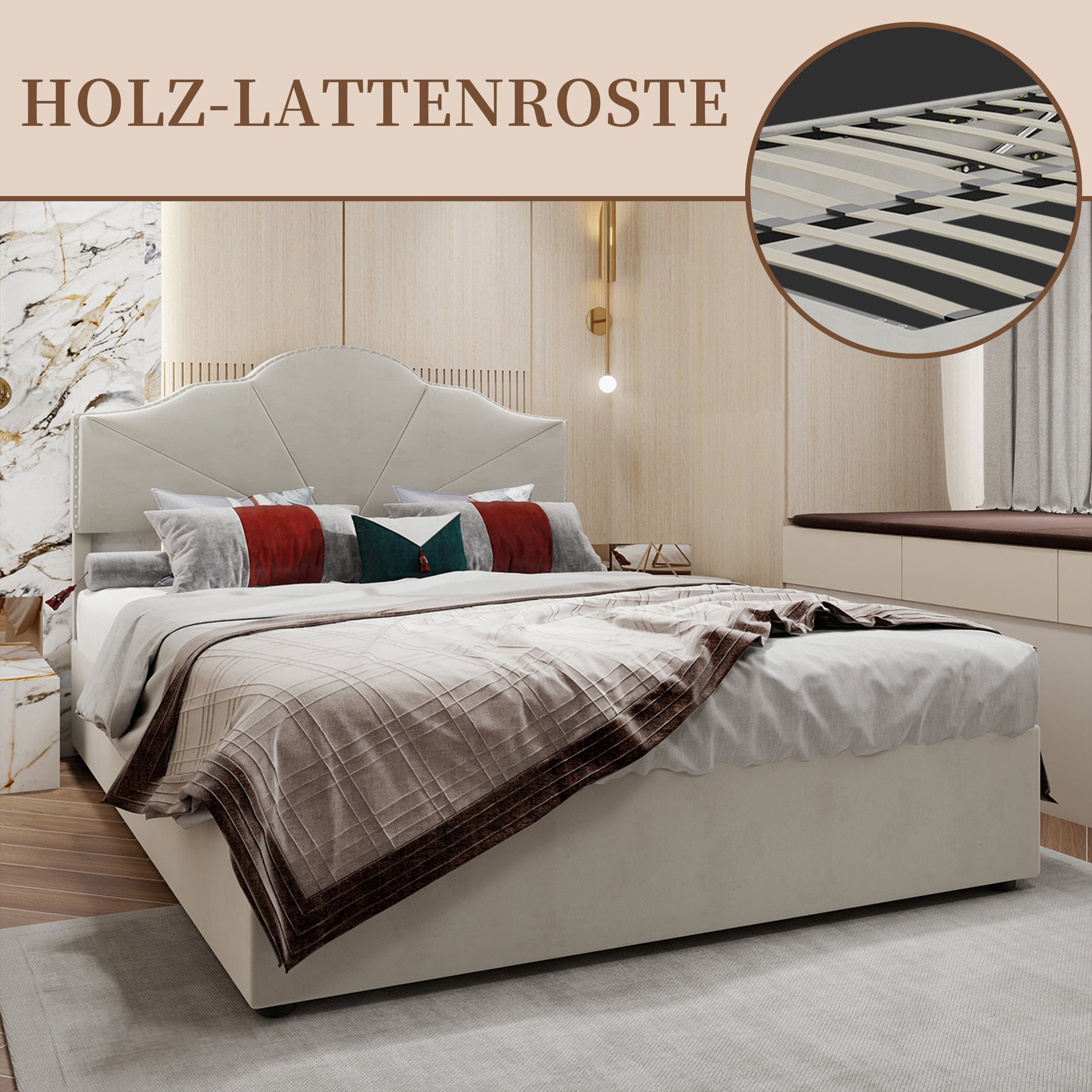 Polsterbett Samt Hydraulisches Doppelbett