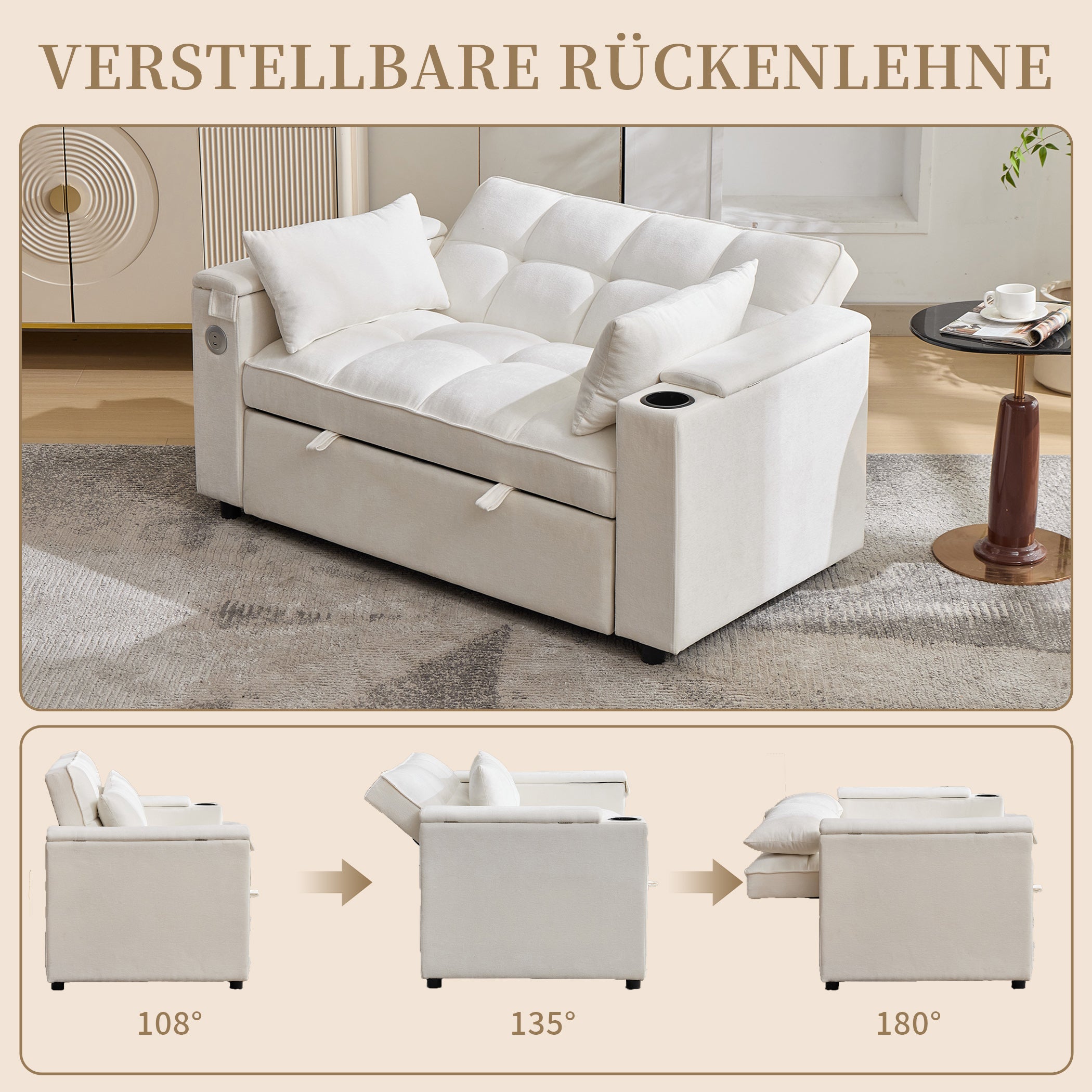 2-Sitzer Schlafsofa mit Ausziehbarer Liegefläche
