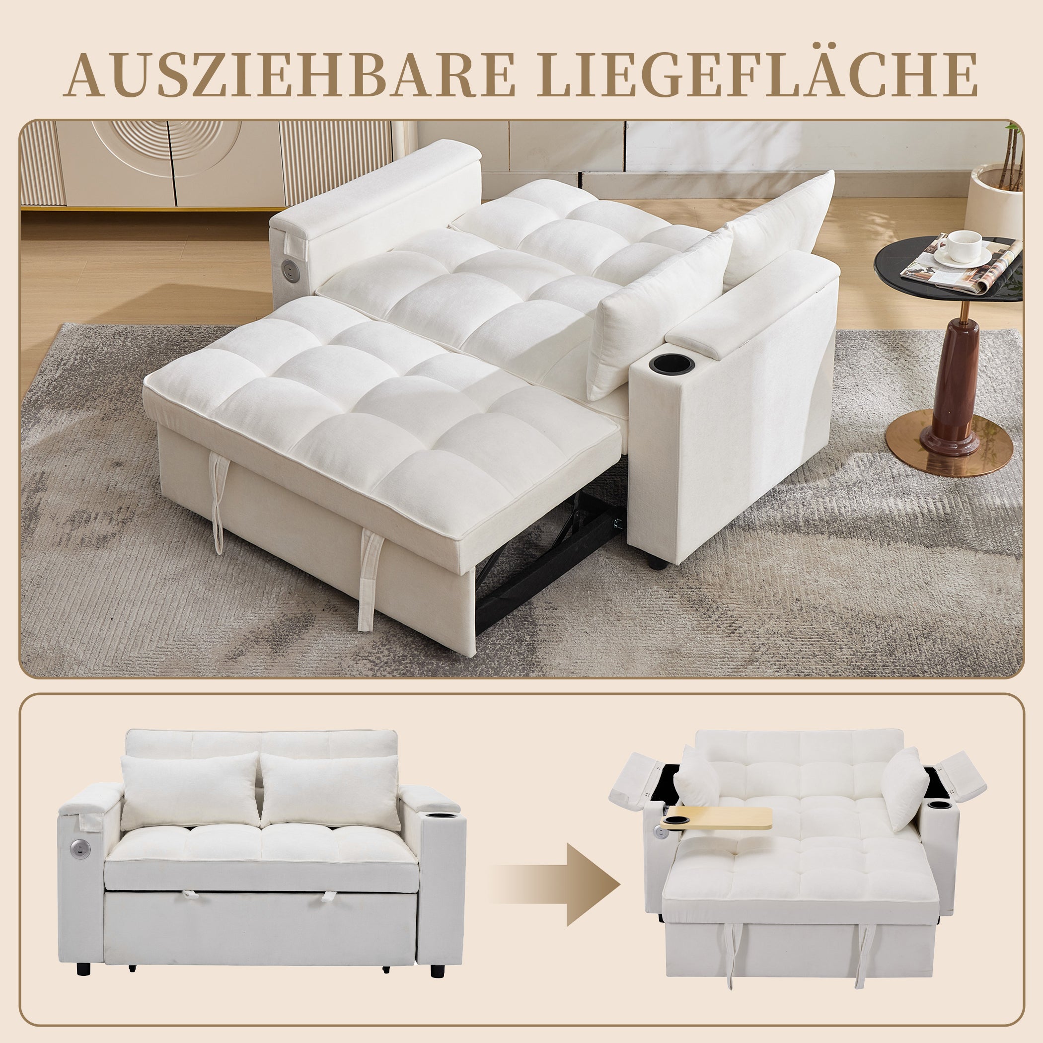 2-Sitzer Schlafsofa mit Ausziehbarer Liegefläche