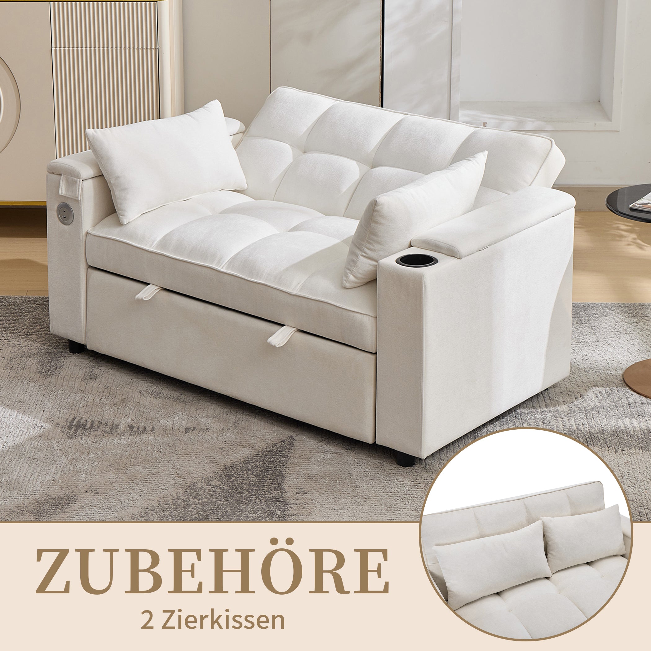 2-Sitzer Schlafsofa mit Ausziehbarer Liegefläche