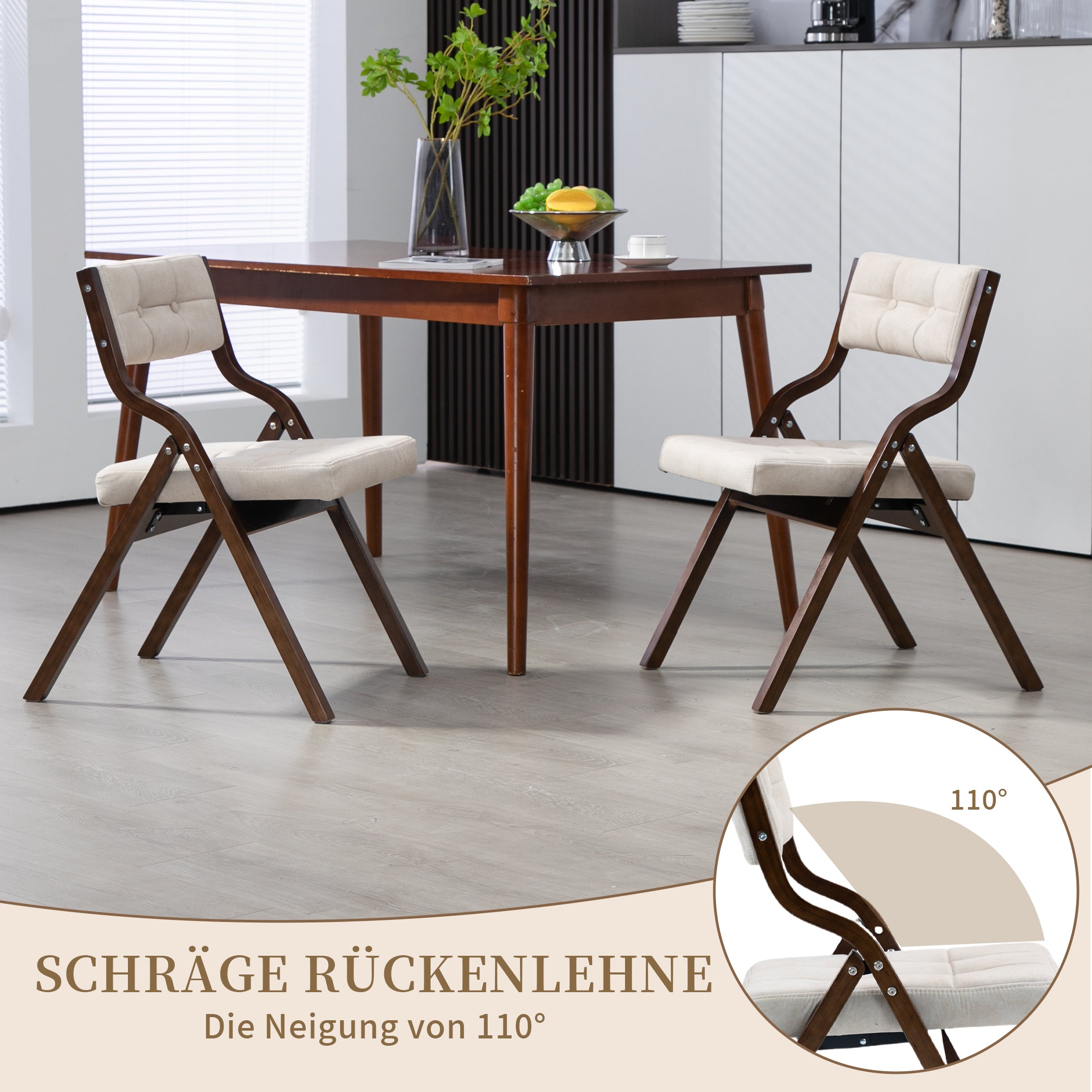 2er Set Klappstuhl mit Gepolsterte Rückenlehne