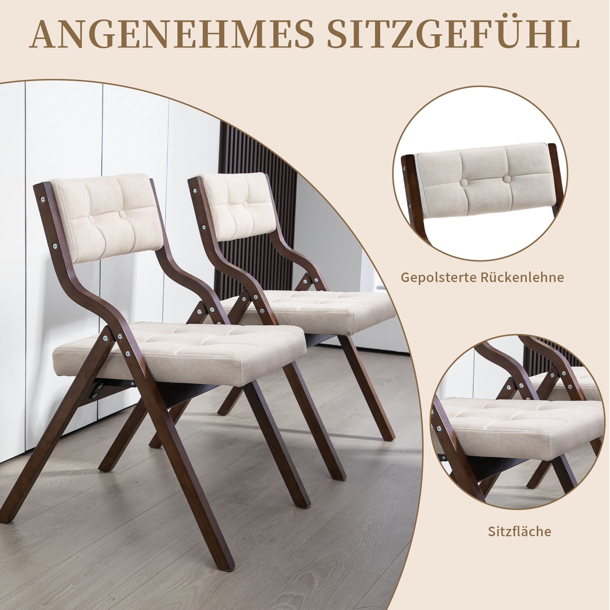 2er Set Klappstuhl mit Gepolsterte Rückenlehne