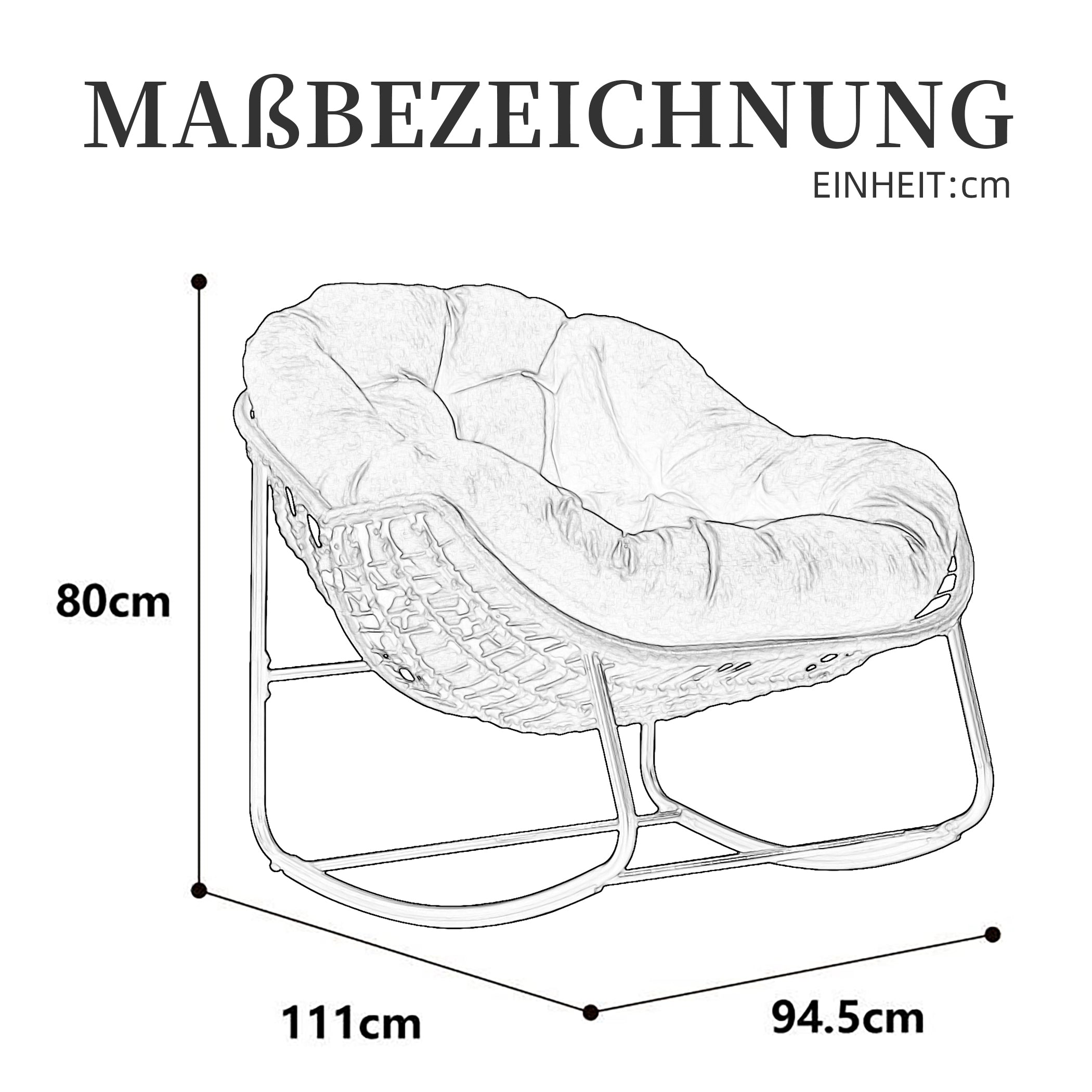 Schaukelstuhl Übergrößen mit Handgewebtem Rattan