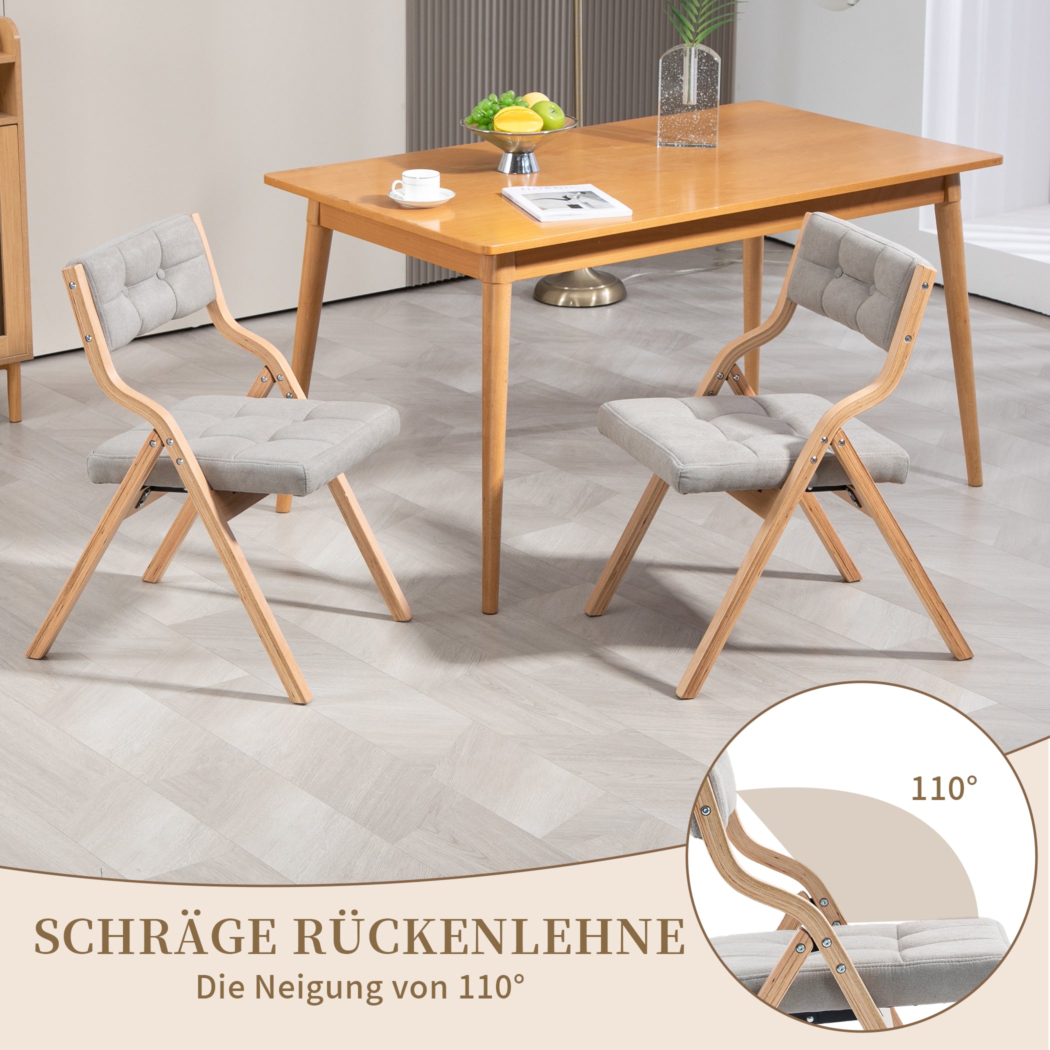 2er Set Klappstuhl mit Gepolsterte Rückenlehne