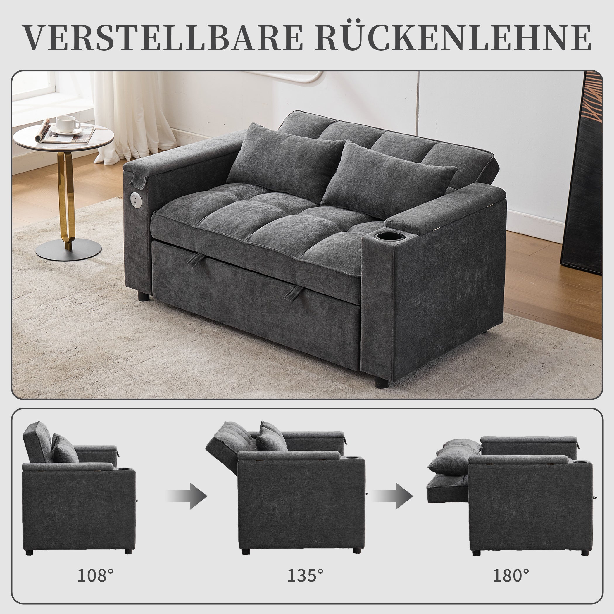 2-Sitzer Schlafsofa mit Ausziehbarer Liegefläche