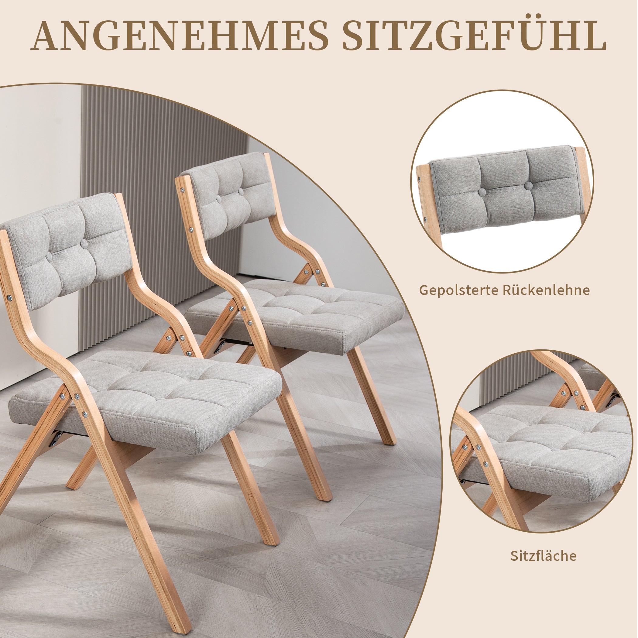 2er Set Klappstuhl mit Gepolsterte Rückenlehne