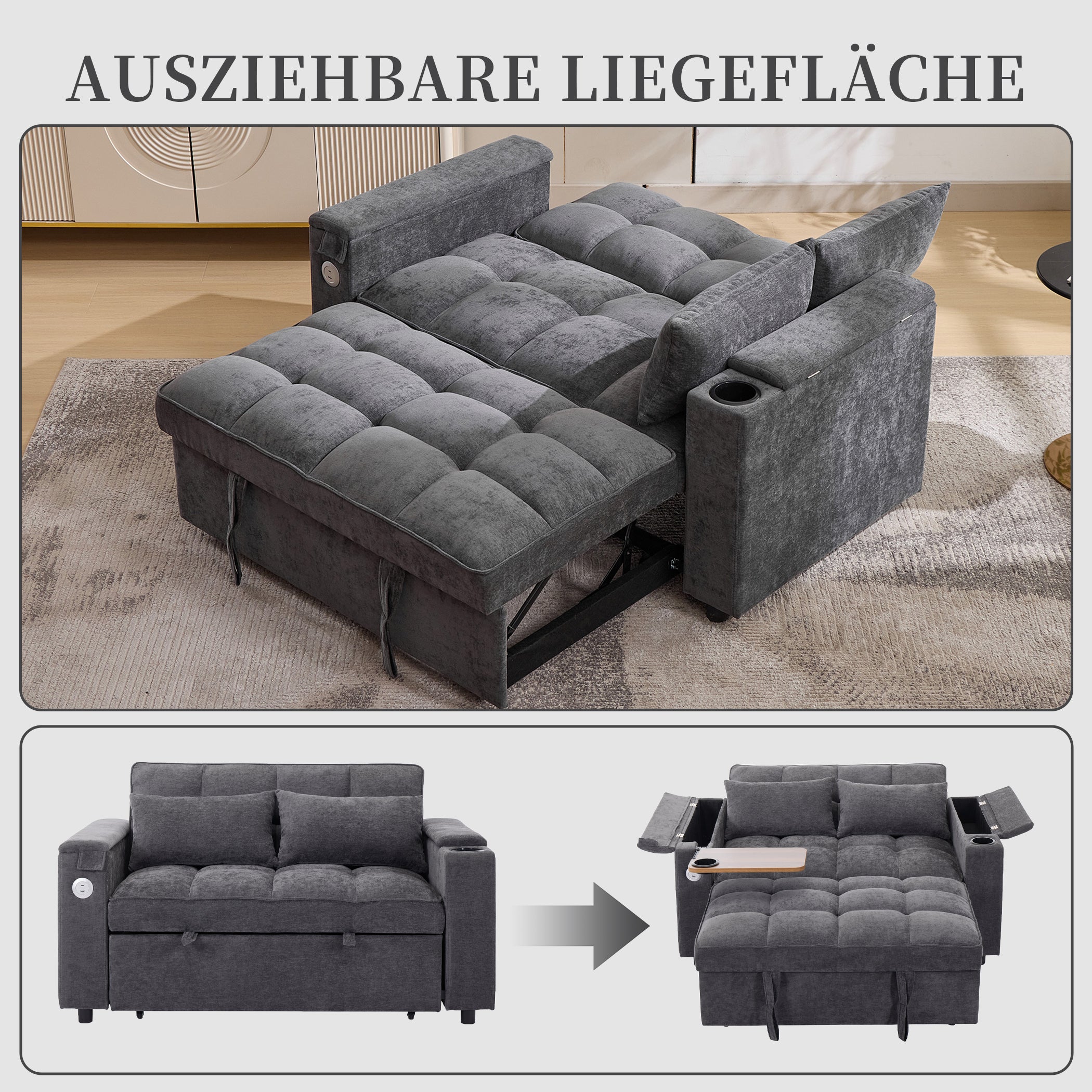 2-Sitzer Schlafsofa mit Ausziehbarer Liegefläche