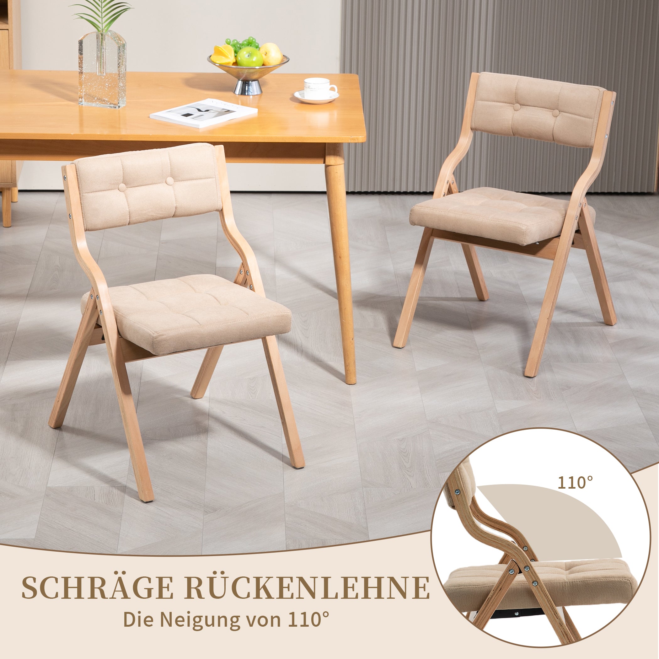 2er Set Klappstuhl mit Gepolsterte Rückenlehne