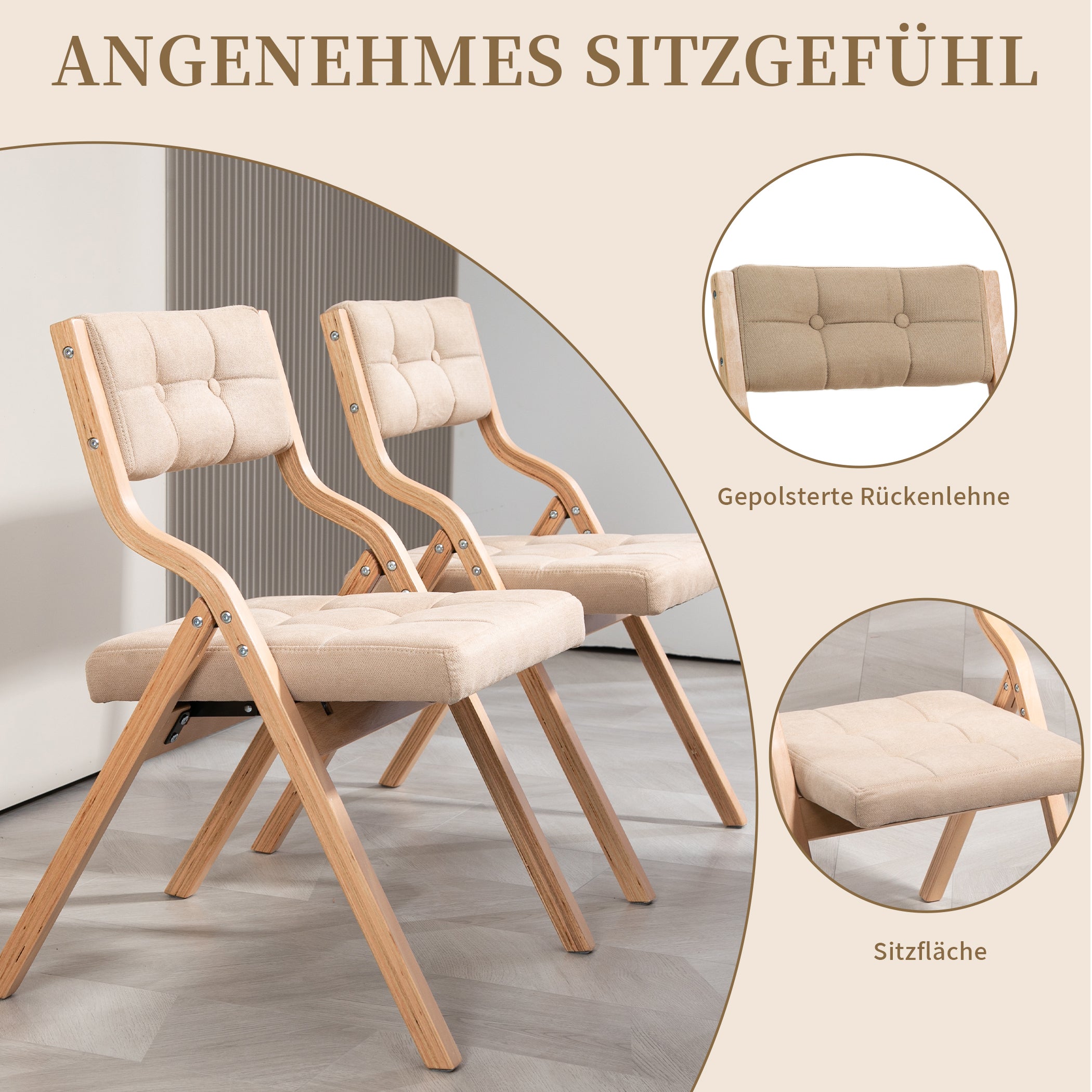 2er Set Klappstuhl mit Gepolsterte Rückenlehne