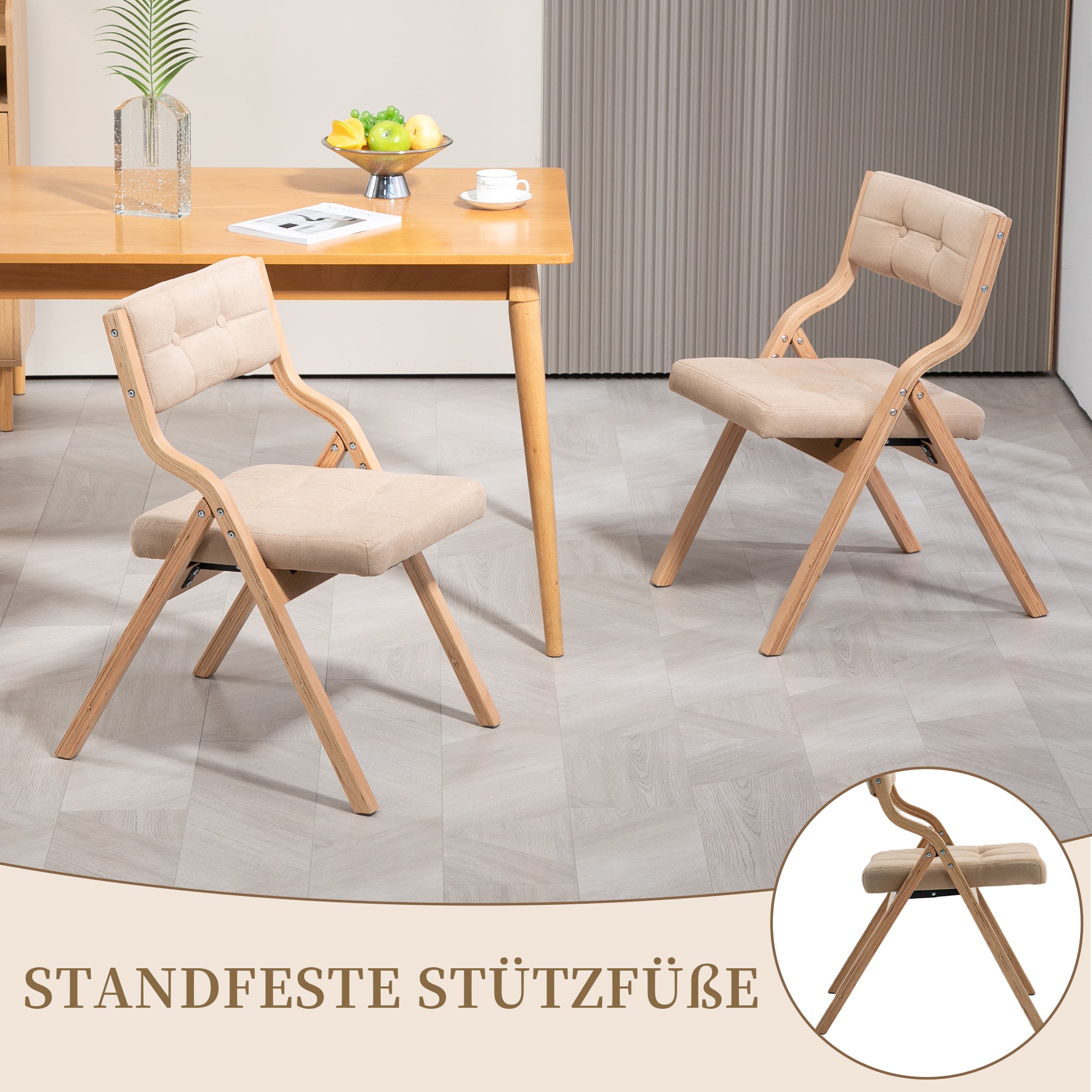 2er Set Klappstuhl mit Gepolsterte Rückenlehne