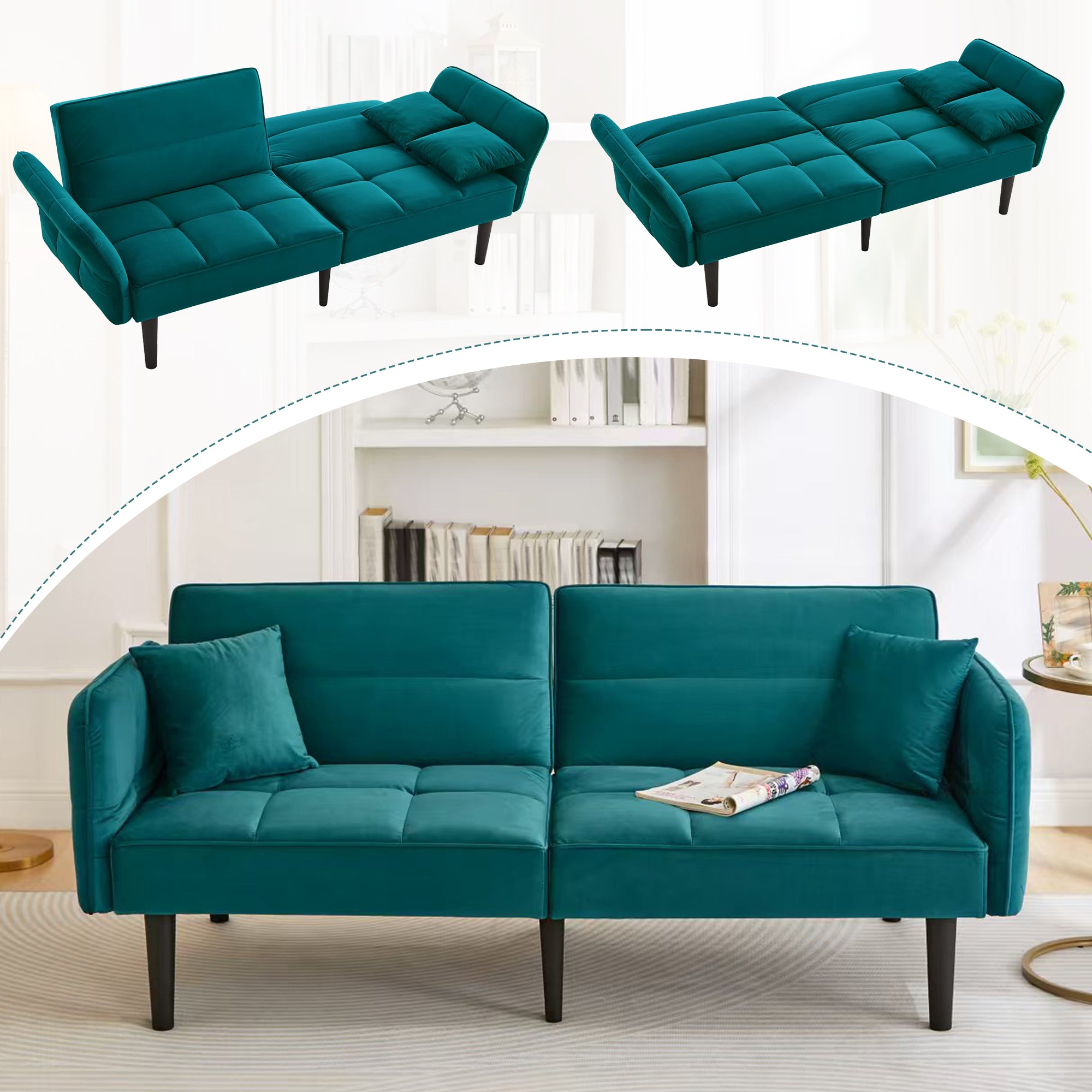 2-in-1 Verstellbares Schlafsofa mit 3 Liegepositionen