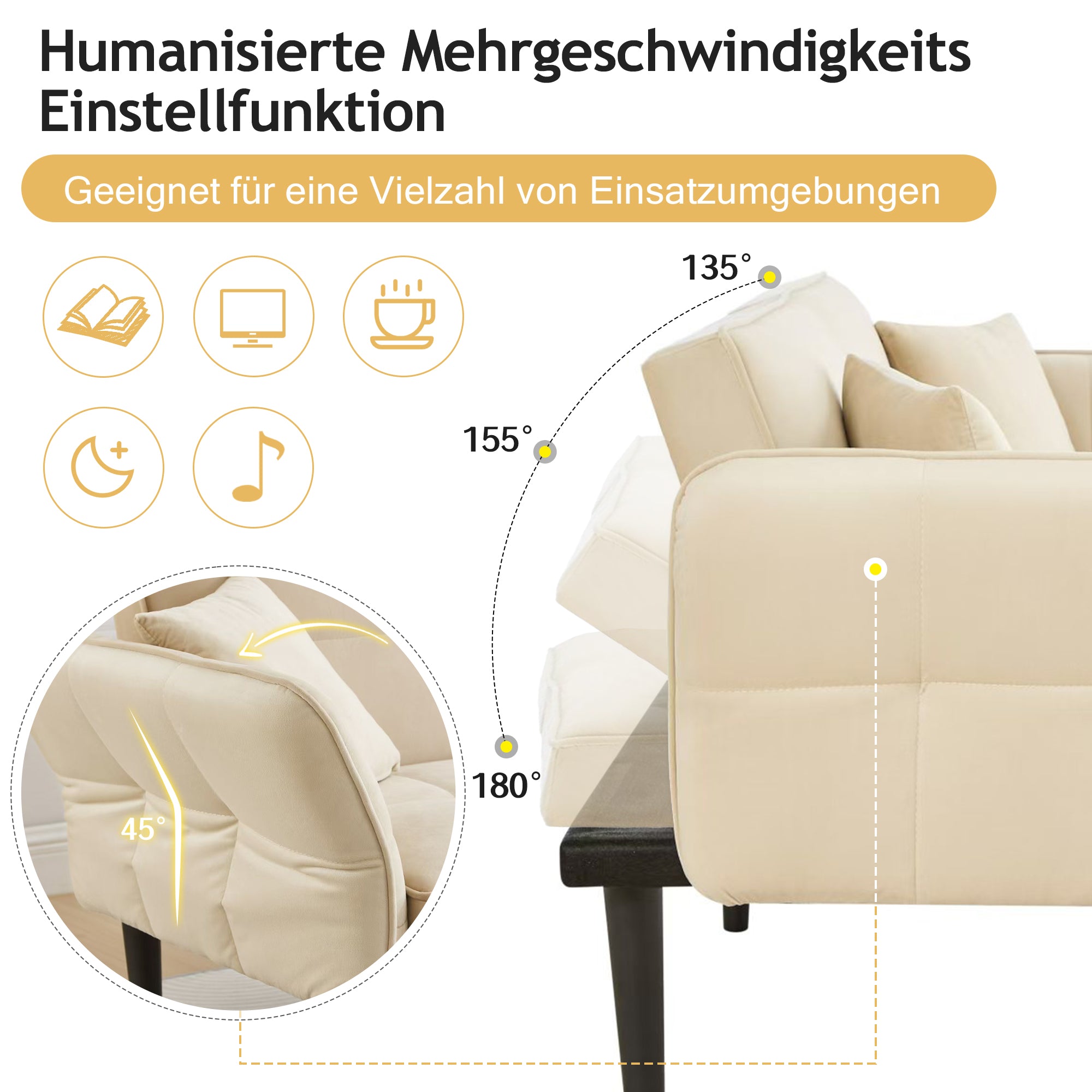2-in-1 Verstellbares Schlafsofa mit 3 Liegepositionen